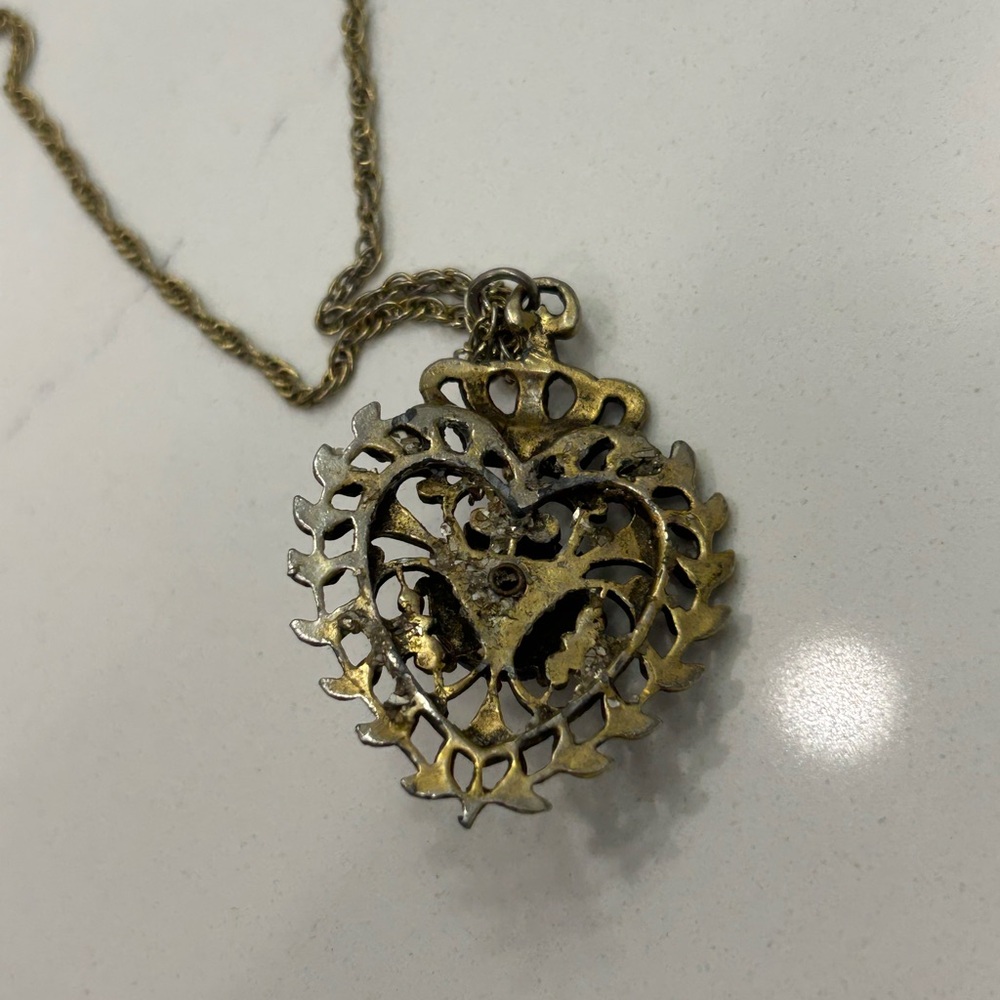 Whiting & Davis Vintage Gold and Blue Pendant - Picture 4 of 5